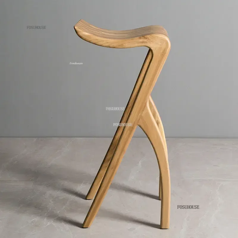 Nordic Creative Bar Chairs Modern Bar Furniture Luxury Front Desk High Stool Home cafe Casual Solid Wood Chair B