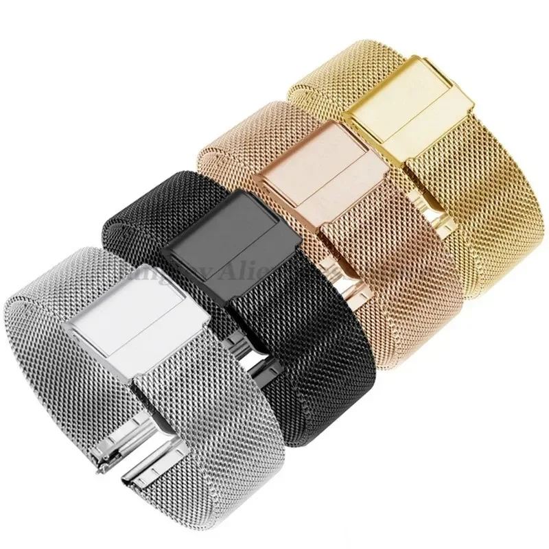 Sleek Stainless Steel Milanese Mesh Watch Strap - Versatile Sizes