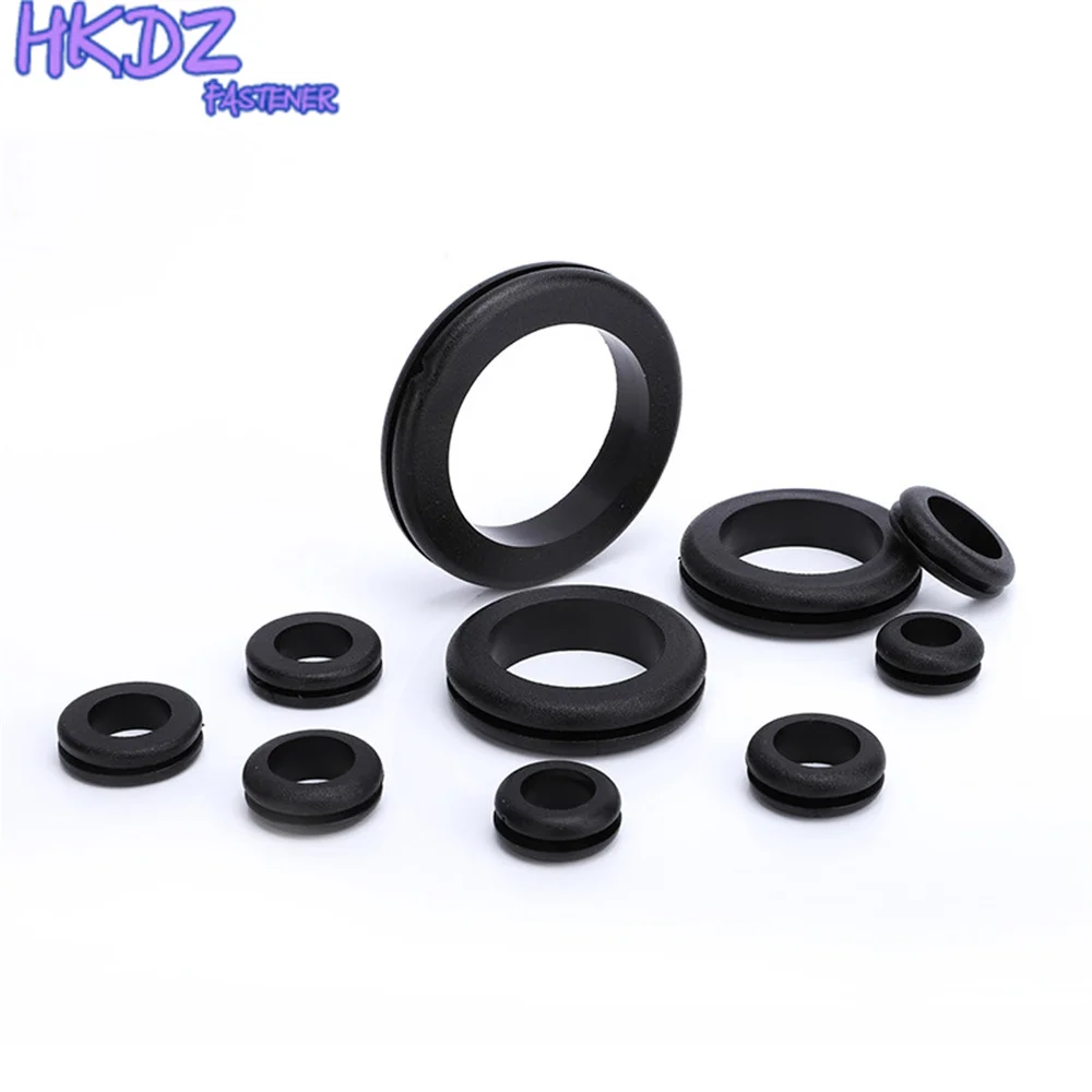 Description Picture 3 of itemDouble-Sided Coil O-ring Seal Ring 3mm/4mm/5mm/6mm/7mm/8mm/10mm Grommets Blakc Rubber Wiring Grommets Ring Cable