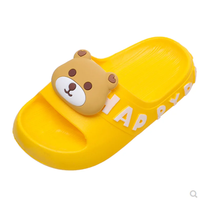 

Слайды для маленьких детей, милые шлепанцы для мальчиков и девочек, мягкая обувь оранжевого цвета с противоскользящим мультяшным медведем, новинка 2023