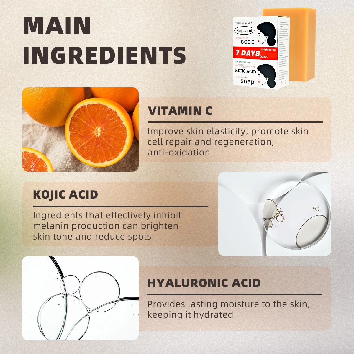 Oil-Control Acne Treatment Kojic Acid Whitening Soap Handmade Skin Care Deep Cleaning Temperate Moisturizing Cleansing 4