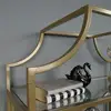 Gold Satin Finish Metal Bookshelf 5 Tier Glass Shelving Unit Office Kitchen Living Room 30"x14.49"x70.87" Assembly Required 4