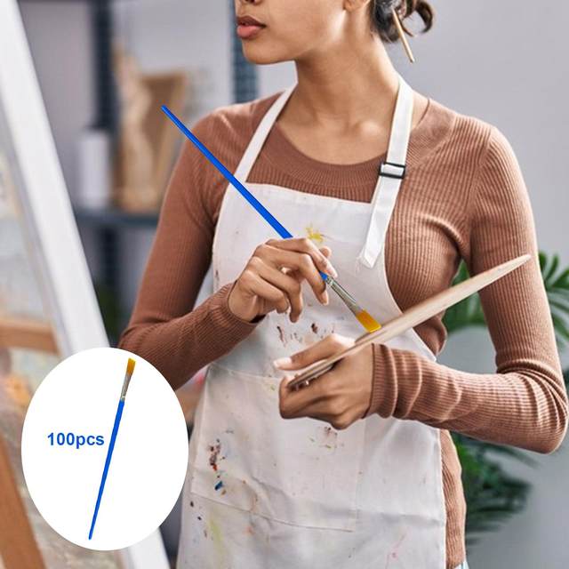 100 Pieces Watercolor Paint Brushes Watercolor Brushes Flat Head Artist Brushes for Drawing Oil Painting Inks Watercolor Acrylic