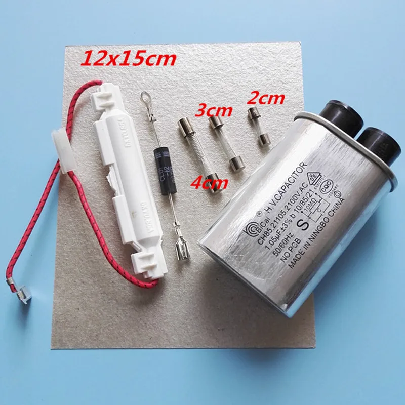 7 Pezzi Parti Fogli Di Mica + Diodi Ad Alta Tensione + Condensatore Per Forno A Microonde + Fusibile Per Forno A Microonde + Condensatore De Microonda