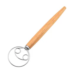 Durable Danish Dough Whisk with Plastic Handle - Stainless Steel Kitchen Tool for Bread and Dough Cooking (And flour powderer)