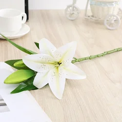 Elegant Artificial Lily Flower Arrangement for Wedding and Home Decor (White)