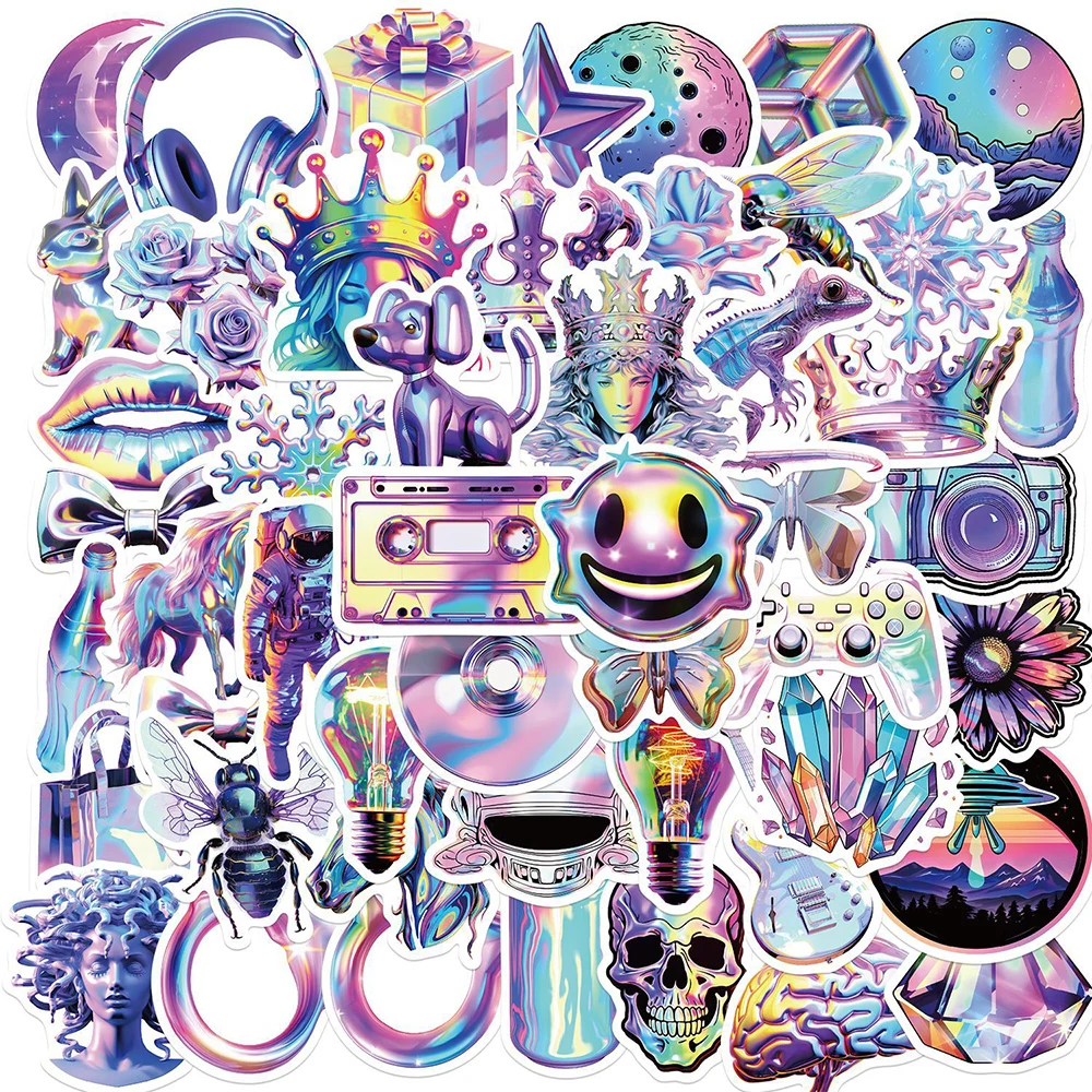 

10/30/50pcs Cool Cartoon Laser Holographic Stickers DIY Laptop Notebook Phone Suitcase Funny Decoration Sticker Decals Kids Toys