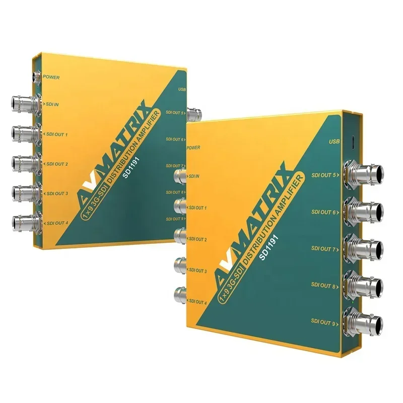 Avmatrix SD1191 1 입력 9 출력 1080p 해상도 오디오 비디오 SD HD 3G-SDI 분배기 증폭기 금속 재질