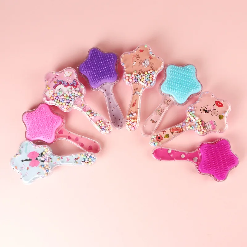 Kid Hair Comb Vintage European Style Hair Brush for Kid Girl Transparent Quicksand Big Massage Comb for Children Girl