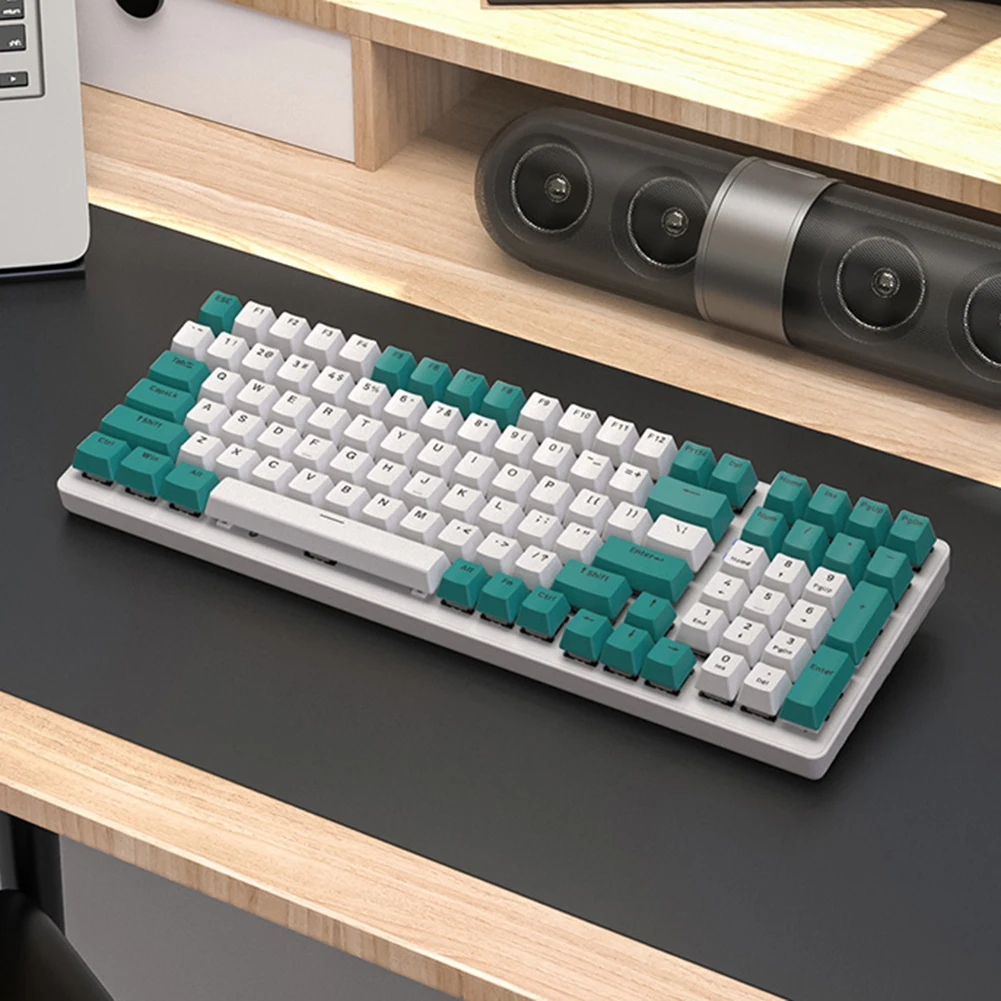 100 keys backlight keyboard type c wired nkro ergonomic bluetooth