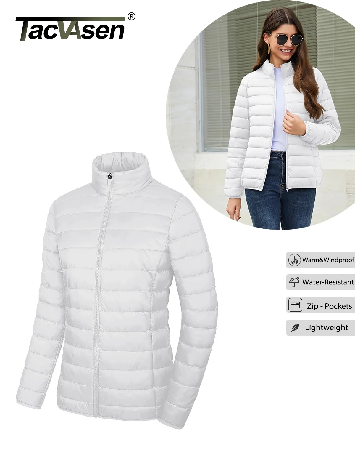TACVASEN Women's Lightweight Quilted Puffer Jacket - Winter Warmth & Casual Comfort