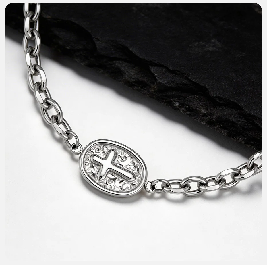 Vnox Kreuz-Charm Religiöse Armbänder, Edelstahl Verstellbare Kette, Christliche Katholische Orthodoxe Schmuckgeschenke für Männer und Frauen – Detail 6