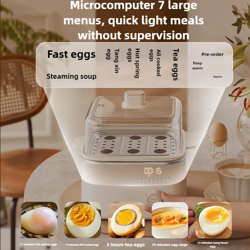 Egg Cooker Steamer with Stainless Steel Pot & Strainer Basket for Boiling Eggs, Blanching Veg, Salad Prep, Healthy Low-Fat Meals