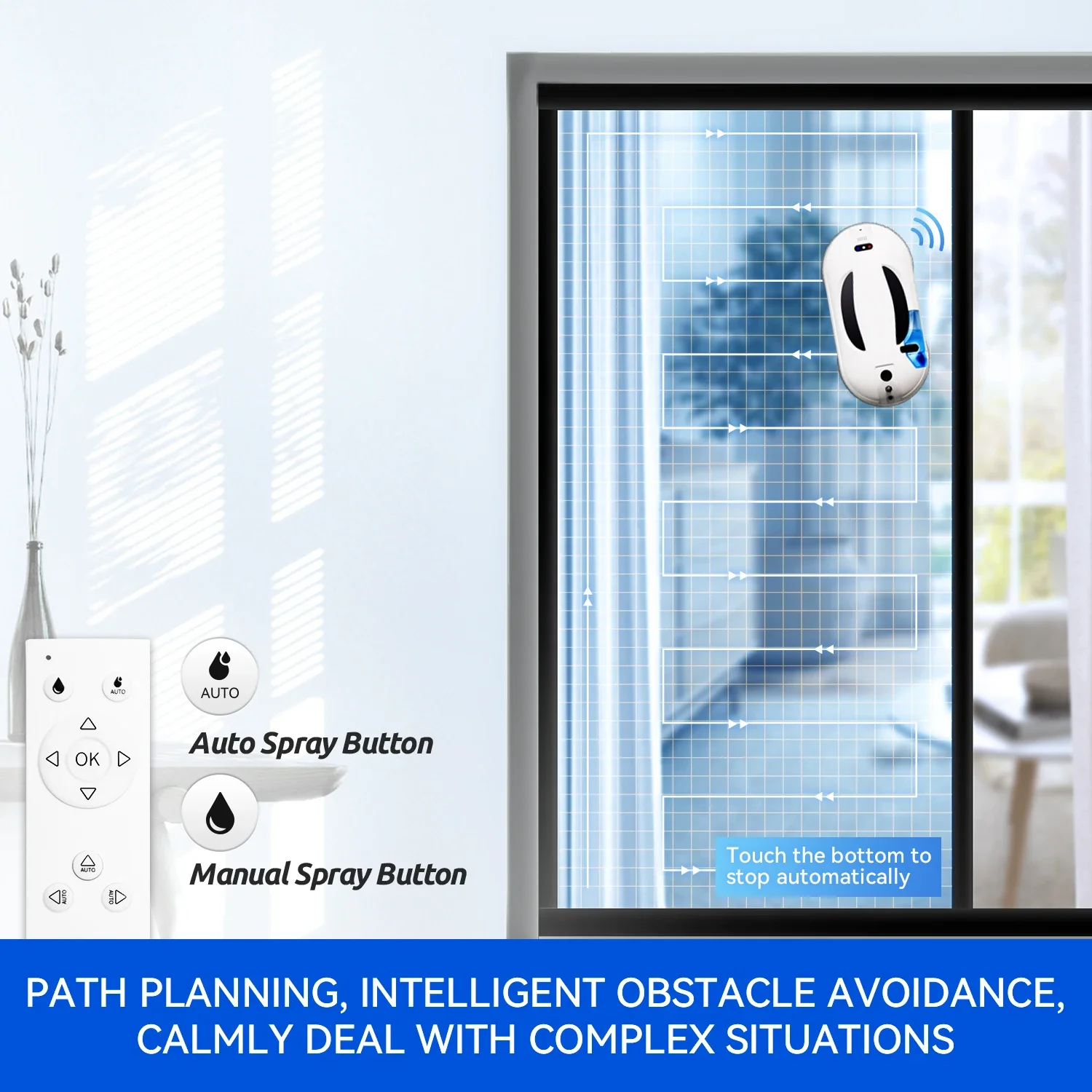 Automatic Robotic Window Cleaner with Water Tank Automatic Glass Cleaning Robot S2