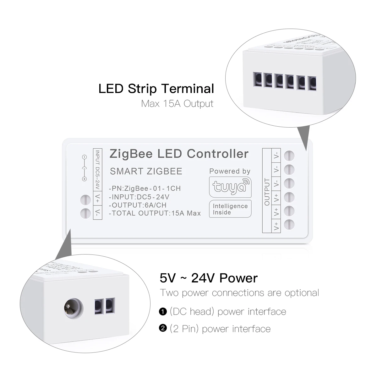 Zigbee 3.0 CCT RGBW RGB Controller LED Strip Lights Switch Dimmable Wifi Dimmer With Tuya Gateway HueBridge SmartThings Bridge 3