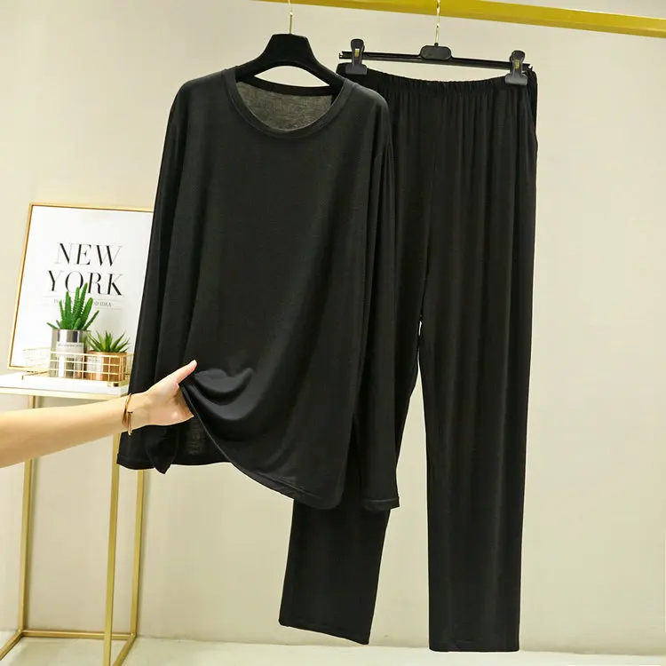 2022 Spring Summer Pajamas For Men Large Size Modal Home Wear Men's Sleepwear Long Sleeves Loose Lounge Wear Plus Size 5XL 6XL mens sleepwear set