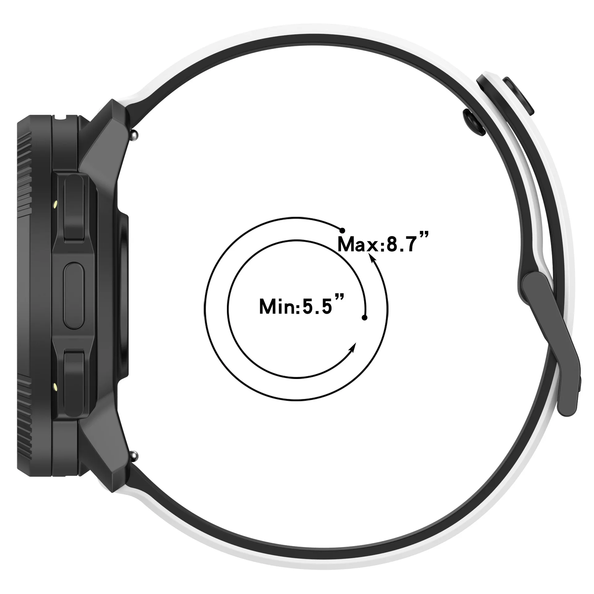Two-Tone 22mm Silicone Wristband Replacement Strap