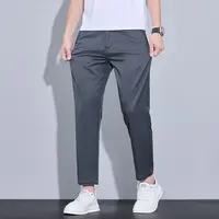 2025 nouveau été cheville longueur pantalon hommes coupe droite mode mince marque vêtements couleur unie pantalon décontracté mâle 28-38 5