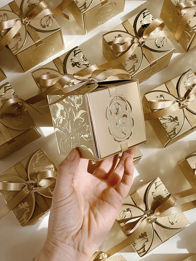 Tulips Flower Candy Box Gift Cardboard Boxes Gift Packing Box small Gift Box For Wedding Birthday Baby Shower Party Decorate