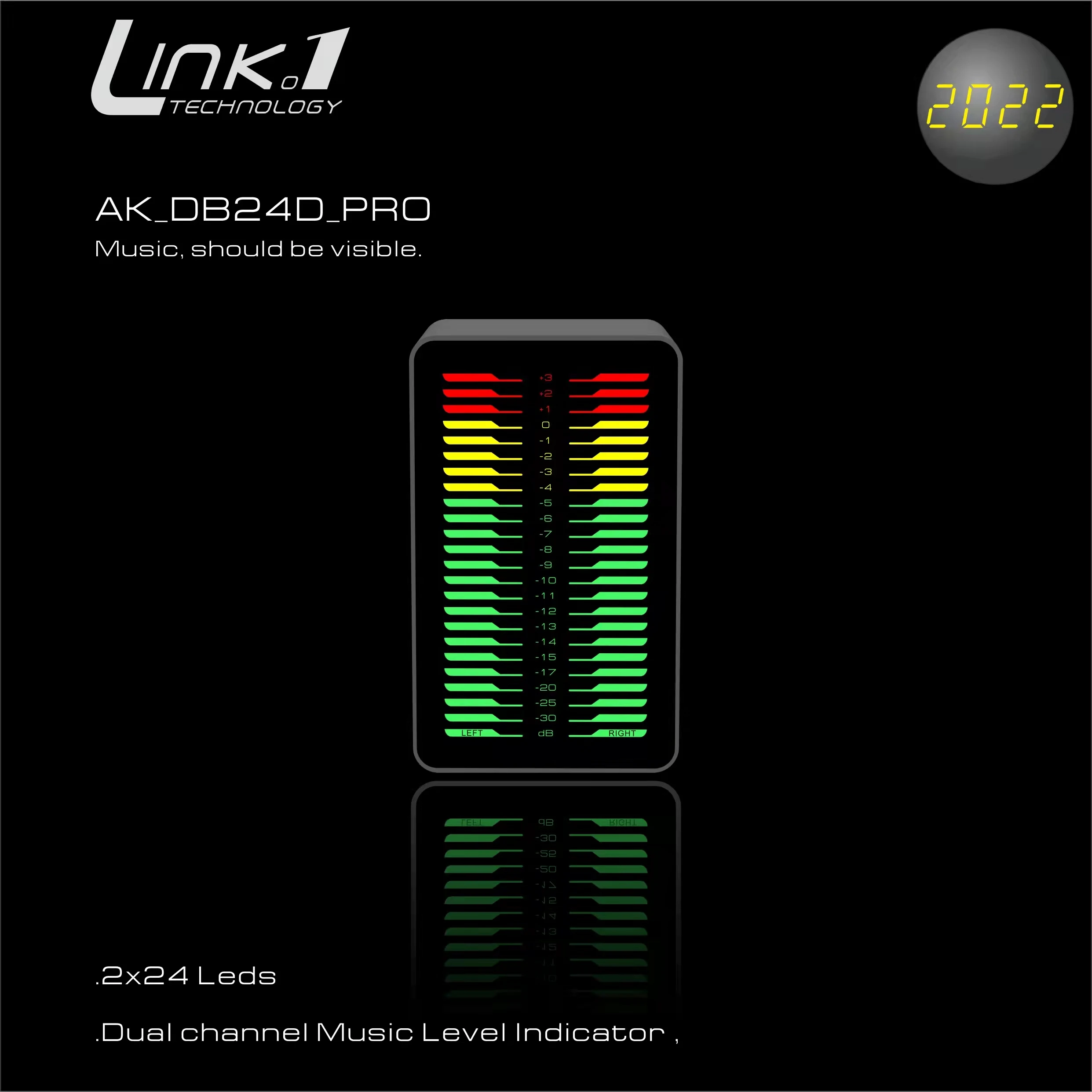 

LINK1 Dual 24D Level indicator VU Meter Music Audio Level Meter Stereo Amplifier Board AGC /DB Mode