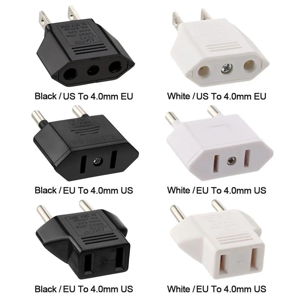 Plug Adapter 2 pin 4.0mm European EU To US plug Power Converter Electrical Socket Outlet US To EU American Travel Adapter 1PC