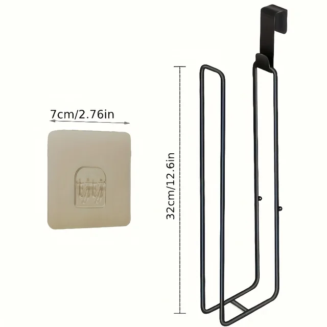 Porte-papier hygiénique auto-adhésif, porte-mouchoirs de salle de bain en fer noir avec porte-serviettes, support mural sans perçage, rangement de salle de bain 2