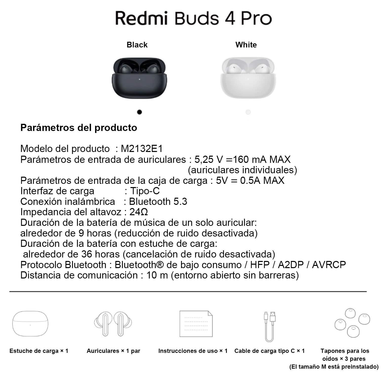 Auriculares xiaomi redmi buds 4 lite - bluetooth 5.3 - reducción ruido