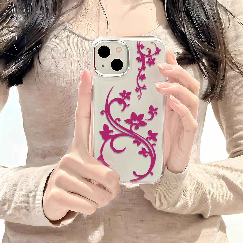 Elegant Black and Purple Vine Floral Phone Case - Shockproof and Stylish Y2K Design