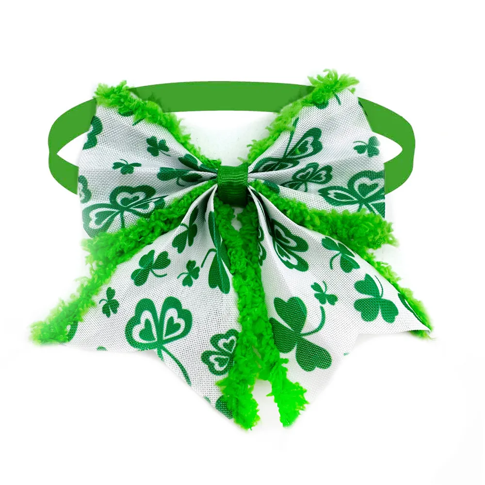 50/100pcs Dog Neckties Bowties ST Patrick's Day Clover Dog Cat Bows Pet Puppy Bow Tie Dog Grooming Accessories Green Bows 5