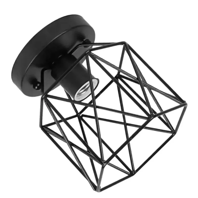 Simple Design Birdcage Shaped Ceiling Light Fixtures Black Light for Home Hotel Kitchen Decor Lighting AC90-260V Modern Lamp