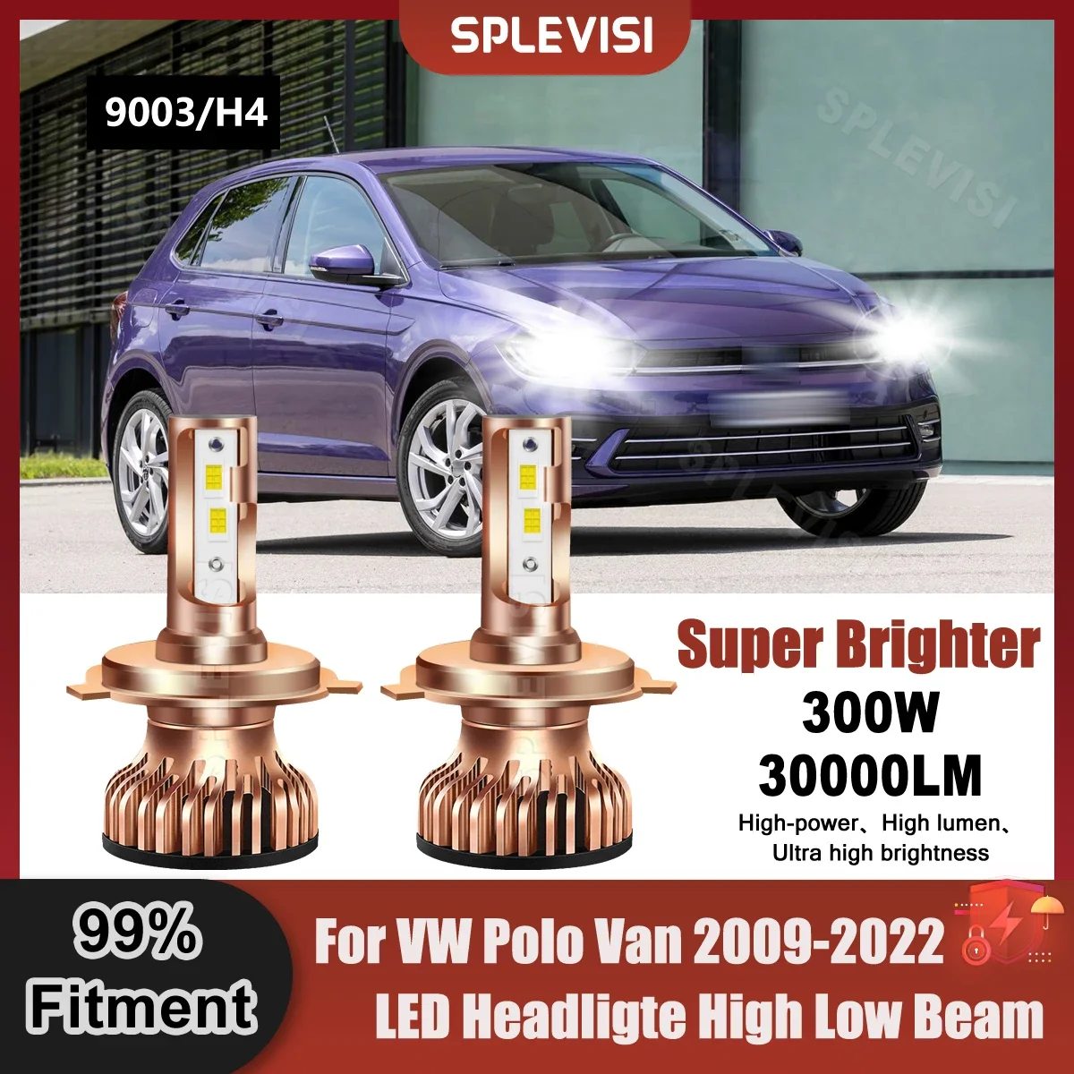 

2X Replace Headlight High Low Beam Bulbs For VW Polo Van 2009 2010 2011 2012 2013 2014 2015 2016 2017 2018 2019 2020 2021 2022