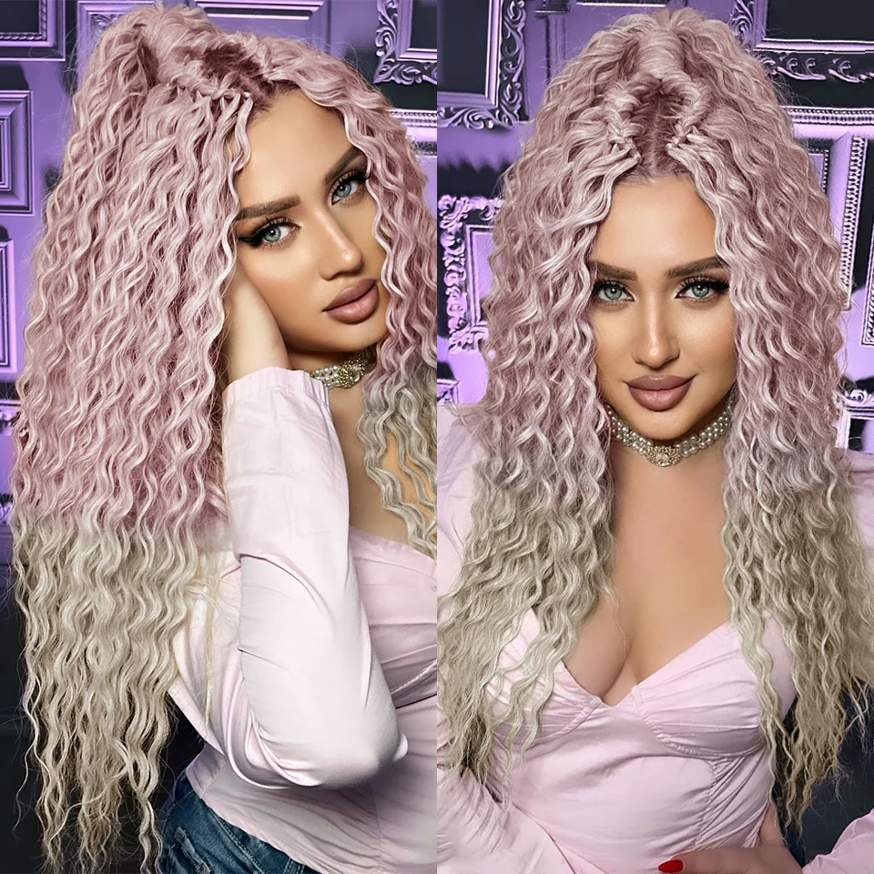 Afrikanische Locken synthetische Ariel Wasserwelle Twist Häkeln Haar Geflecht Afro Curl Ombre blond rosa tiefe Welle Flechten Haar verlängerung