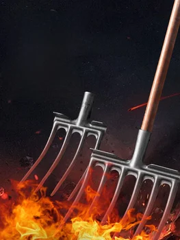 Soil Tilling Fork Farming Tool Four-Tooth Five-Digging Spade for Potato And Sweet Potato Garden Hand Tool Heavy Du Steel