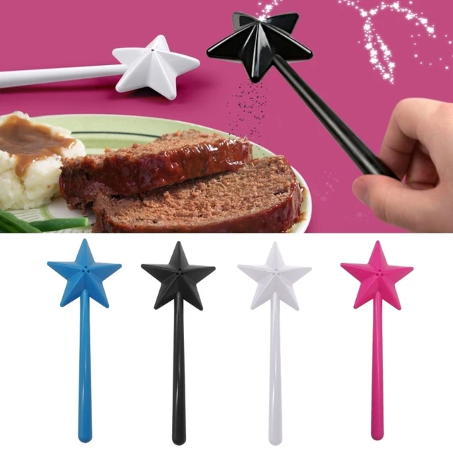 2pcs Wand Salt and Pepper Shakers, Magical Wands Duo Salt Seasoning Spice  Stars Stick Refillable Pentagram Shape Salt Dispenser with Holes for