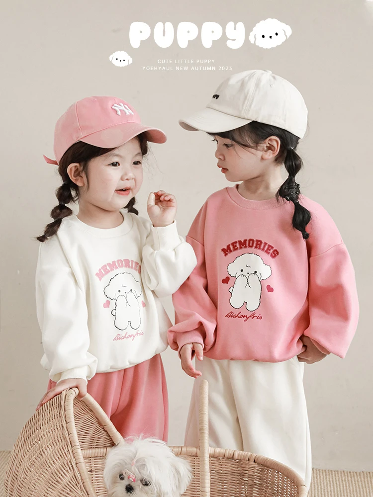 

Толстовка для девочек, весна-осень, свободный универсальный модный топ с милым мультяшным принтом