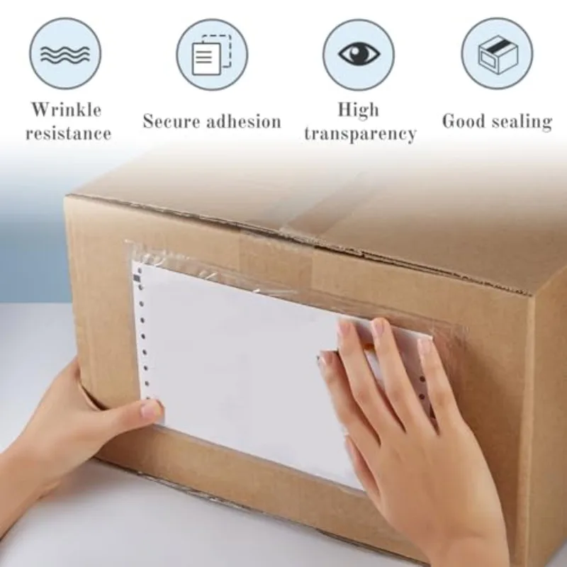 50pcs Plain Sticky Document Enclosed Wallets Plastic Shipping Pouches Peel and Seal Durable Waterproof Attach Invoices Packing