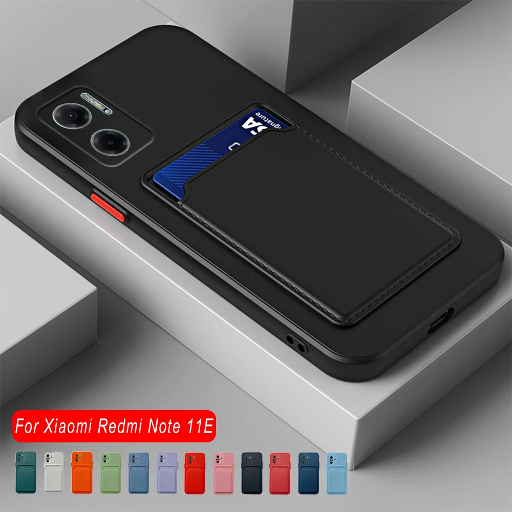 Per Xiaomi Redmi Note 11E custodia con slot per schede portafoglio paraurti quadrato cover posteriore in silicone morbido readmi Redmy Red mi note11e note_voghion.com