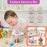 Baby Montessori Shape Sorter Cube Rainbow Colorful Blocks Sorting Game Infant Cognitive Grip Training Learning Educational Toy 2