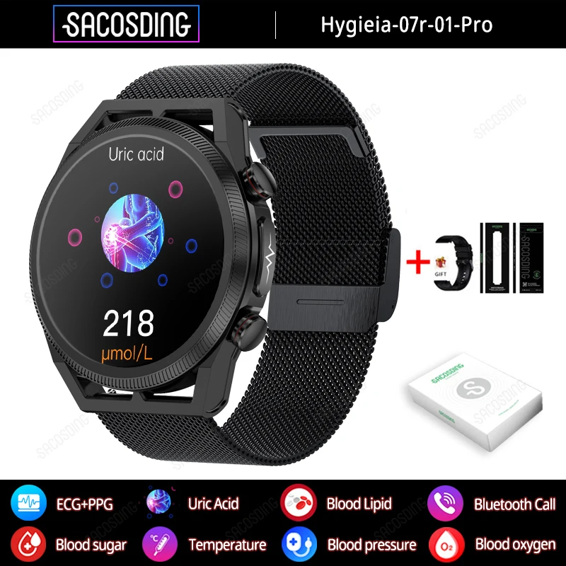 

New AI Medical Diagnosis Blood Fat Uric Acid Bluetooth Call Blood Glucose Smart Watch ECG+PPG Monitoring Health Sport Smartwatch