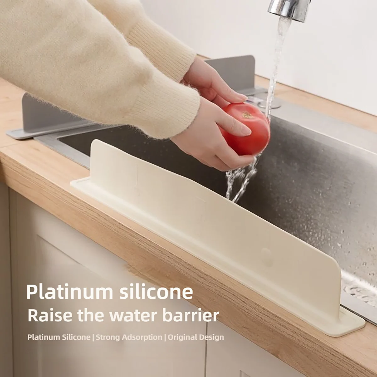 Kitchen Silicone Sink Splash Guard Body Suction Cup Design Flexible Silicone, Easy to Install and Remove, Reusable