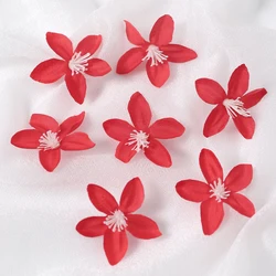 Five Star Artificial Flower Heads for DIY Home and Event Decoration (Red)