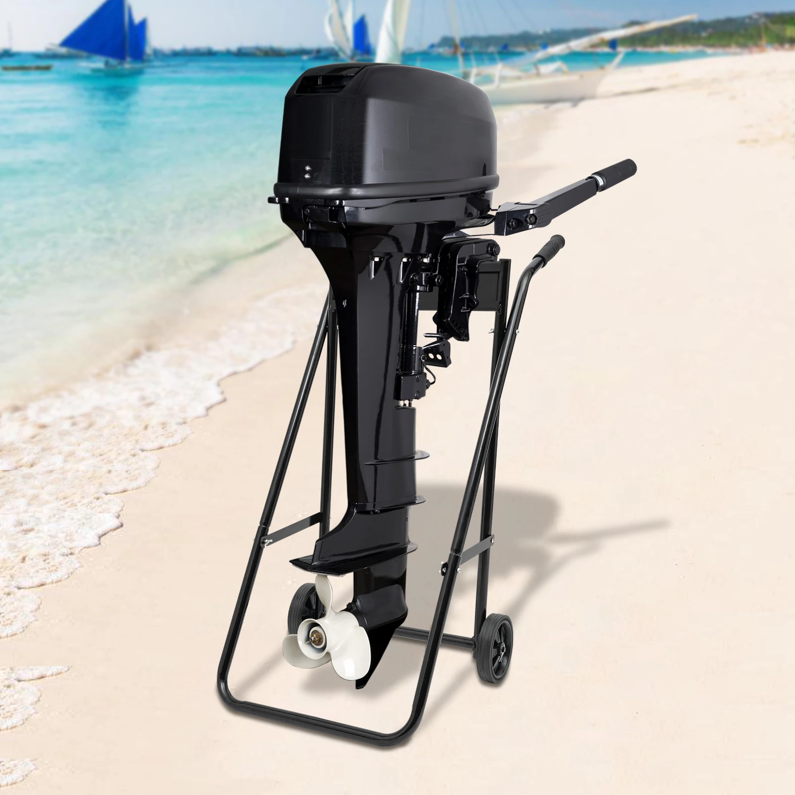 

Foldable Black Heavy Duty Outboard Boat Motor Engine Stand Carrier Cart Dolly Trolley Transport 50kg/110lbs