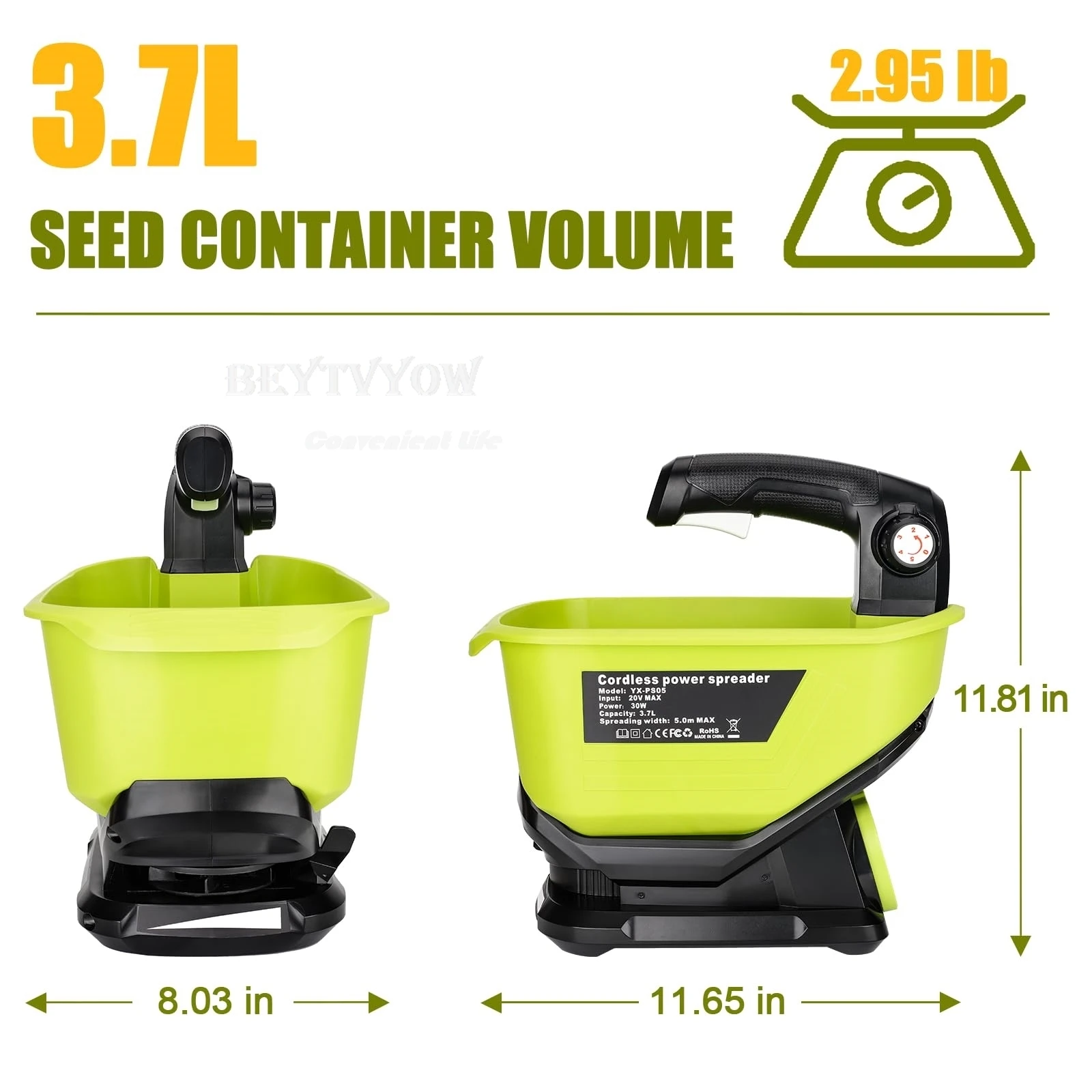 Salt Spreader for Ryobi/Makita/Dewalt/Milwaukee/Bosch/Craftsman 20V MAX Battery