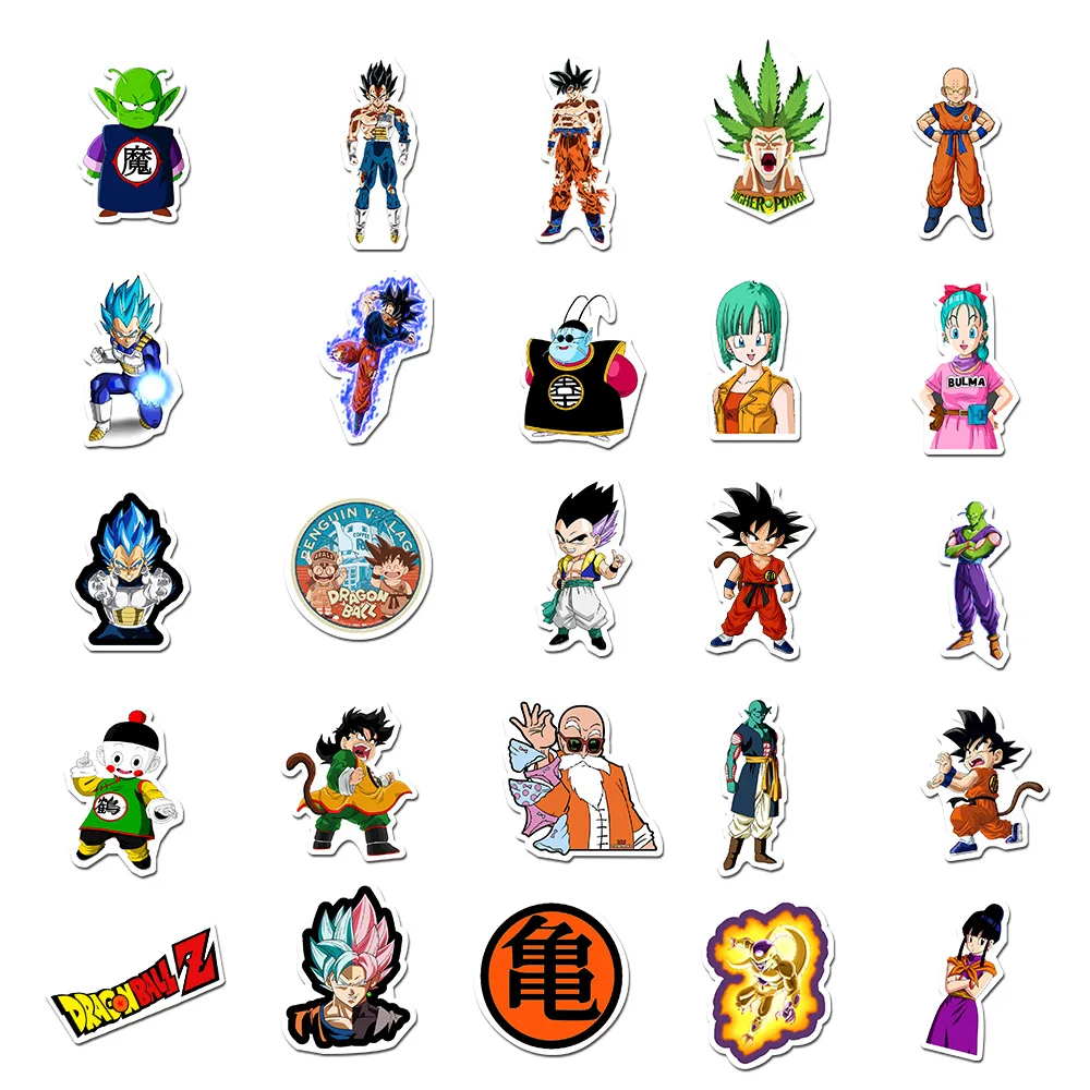 50pcs Dragon Ball Stickers Pack Waterproof Anime Stickers Laptop Skin Cute Phone Case Kawaii Packaging Art Supplies Stationery 5