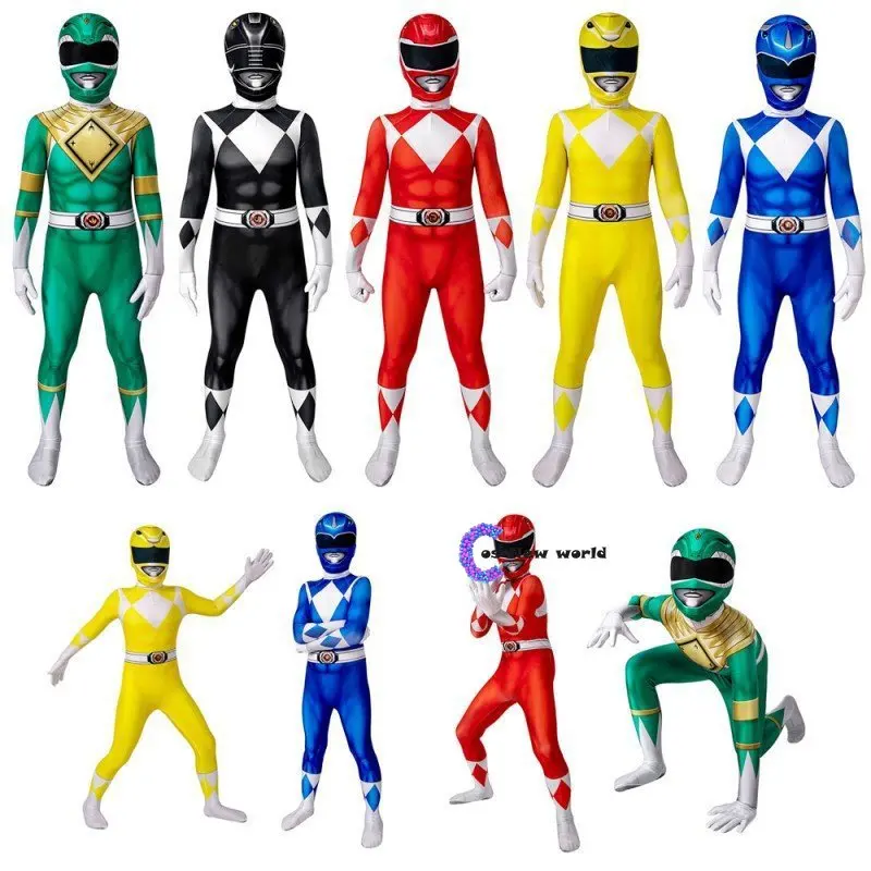 Adult Kids Power Samurai Sentai Shinkenger Rangers Superhero Costume Cosplay Halloween Birthday Party Zentai Suit Jumpsuit mask |