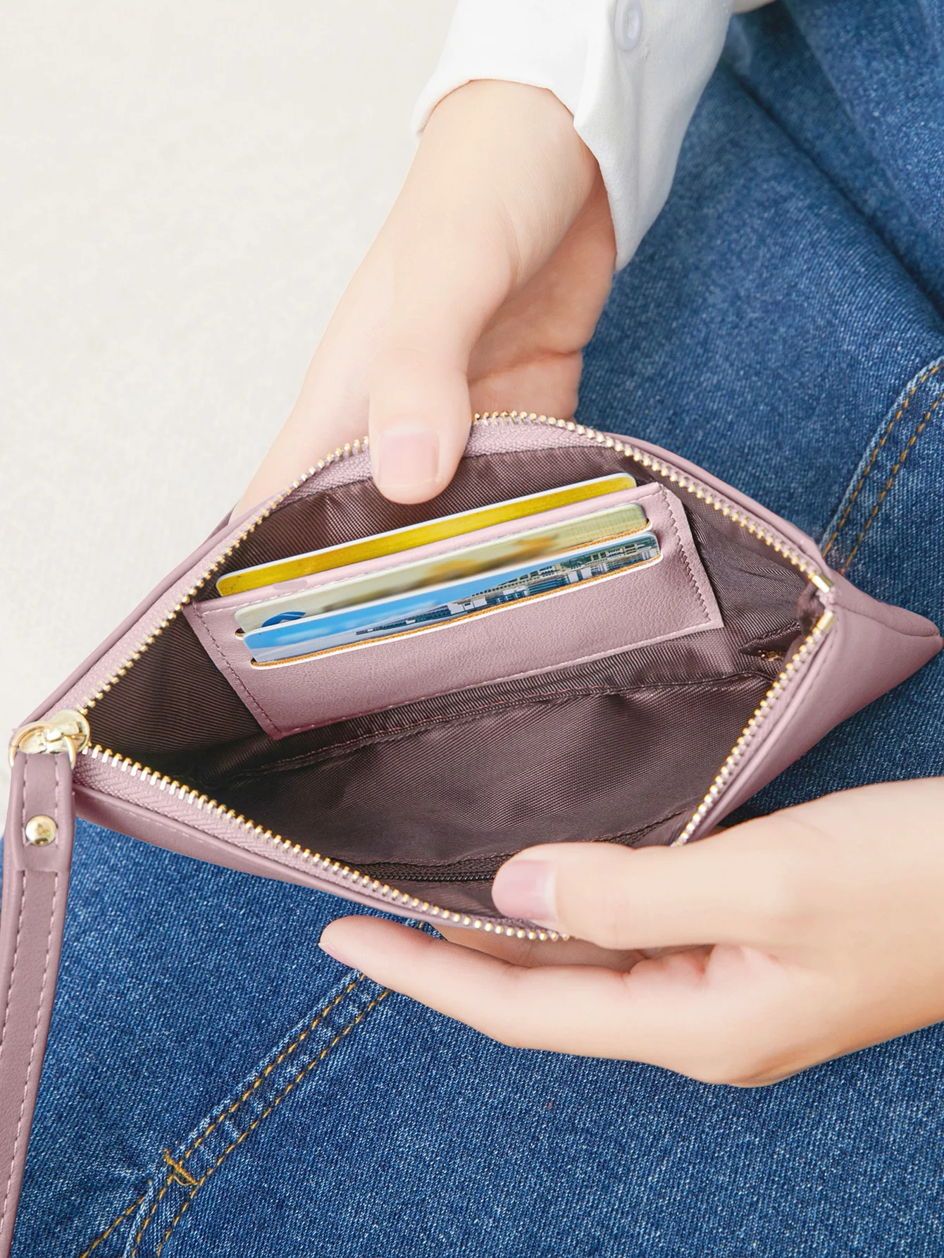 Minimalist zipper coin wallet PU leather credit card phone storage bag ultra-thin women's long wallet handbag women wallet zipper wallets leather wallet coin purse wallet coin purse pu leather card bag women coin purse card wallet pu leather handbags women purse