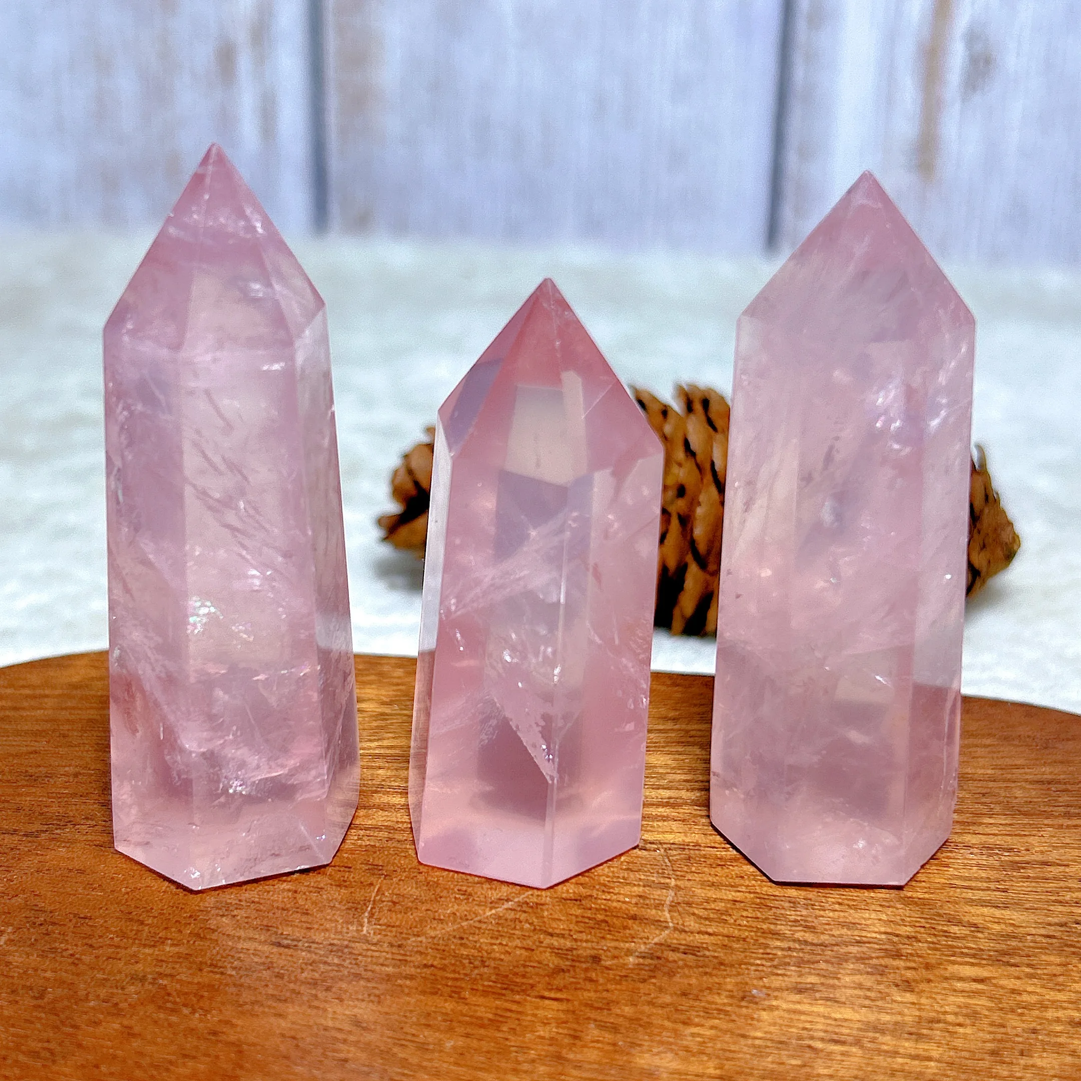 Natural Crystal Rose Quartz Tower Point High Quality Healing Gemstones Mineral Energy Reiki Home Decorations Gift 2