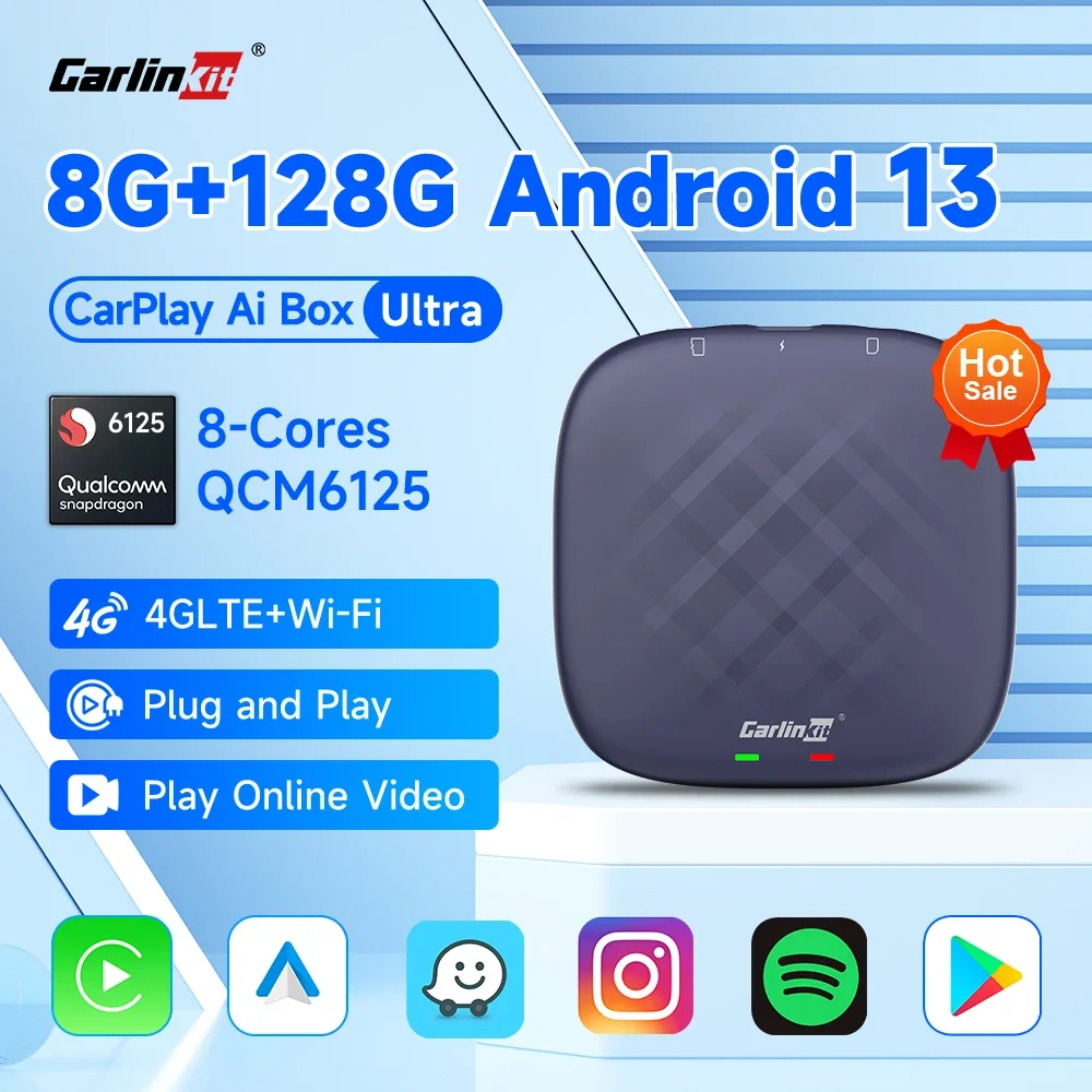 

CarlinKit 8G + 128G Android 13 CarPlay TV AI Box Qualcomm 8-ядерный беспроводной Android Авто CarPlay видео бокс FOTA обновление для Netflix