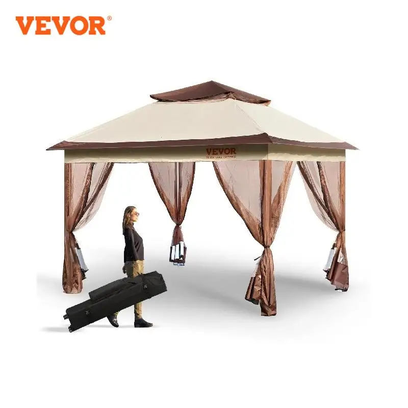 VEVOR 11x11ft/10x10ft/10x13ft Portable Gazebo PU Coated 250D Garden Market Waterproof Collapsible Canopy Party Tent for Outdoor