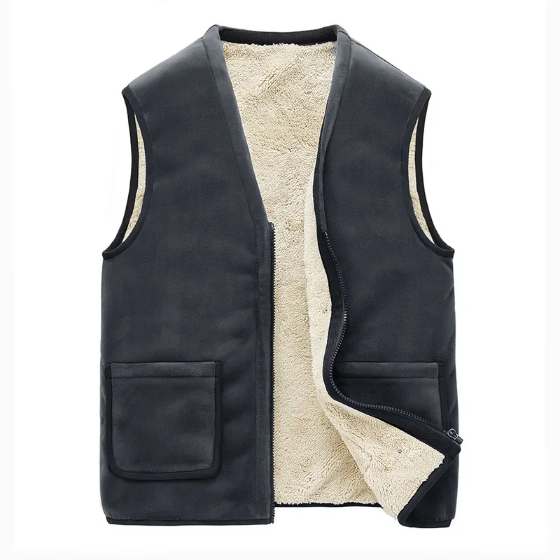 

New Brand Fashion Mens Fleece Vest Men Winter Coat Warm Waistcoat Vests Father Dads Tops Cashmere Sleeveless Jackets Velvet K216
